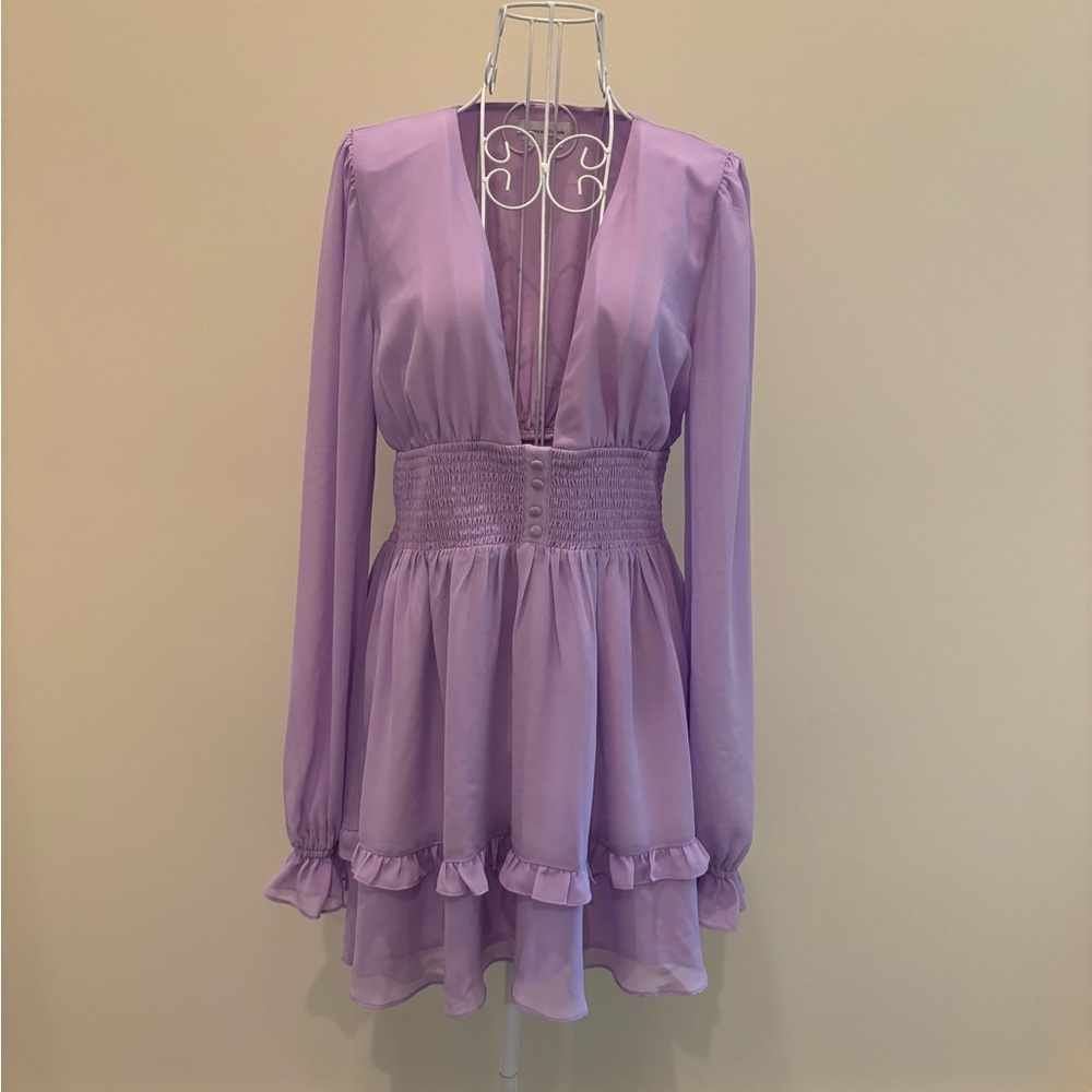 Elegant Purple Long Sleeve Dress
